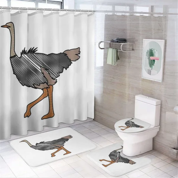 Striped Doodle Style Bird on a shower curtain