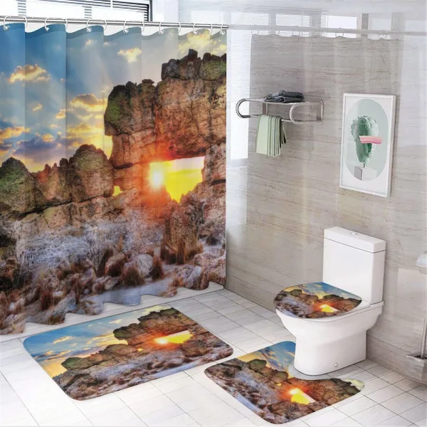 Sunset Rock Formation on a shower curtain