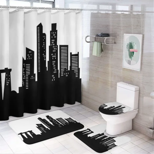 Urban Buildings Scene on a shower curtain