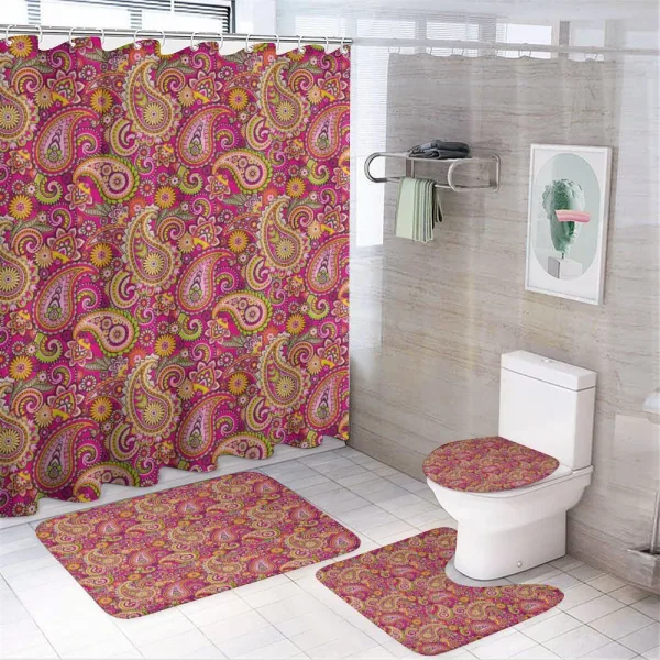Vivid Flowers and Dots on a shower curtain