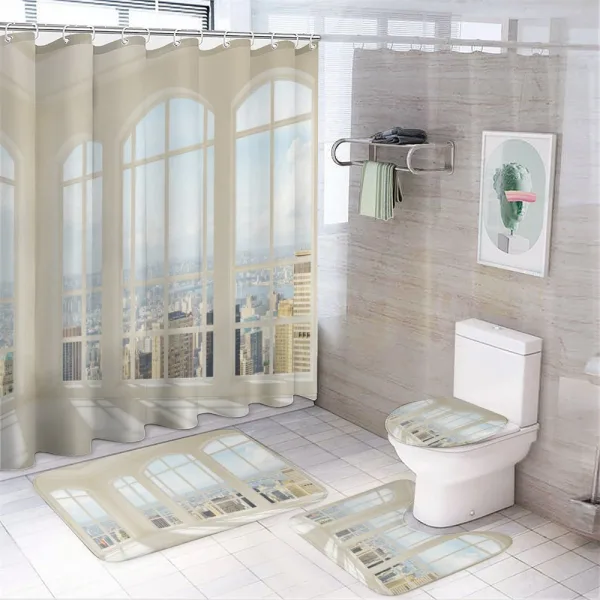 White Flat Modern on a shower curtain