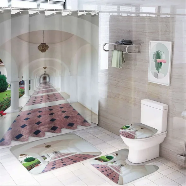 Arched Colonnade Hallway on a shower curtain