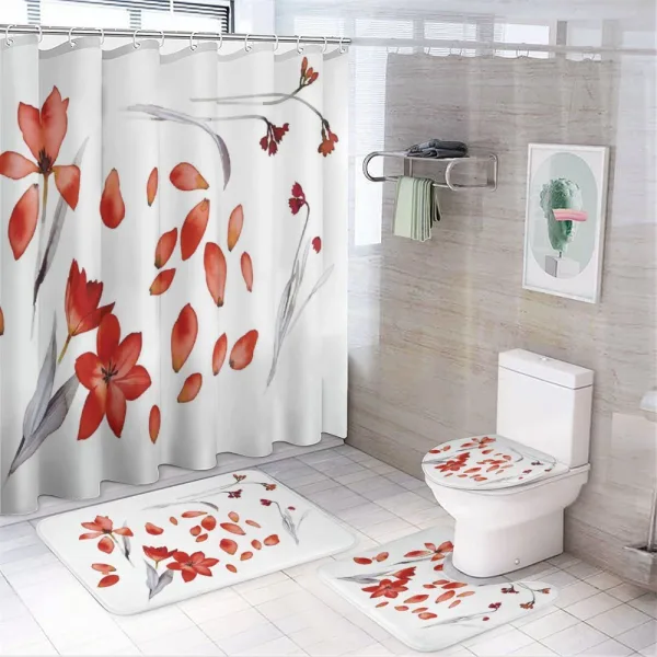 Autumn Flowers Petals on a shower curtain