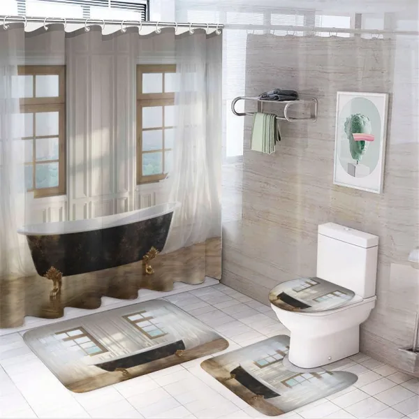 Bathtub in Modern Room on a shower curtain