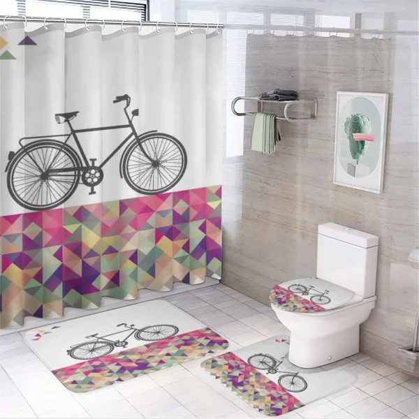 Bike over Color Mosaic on a shower curtain