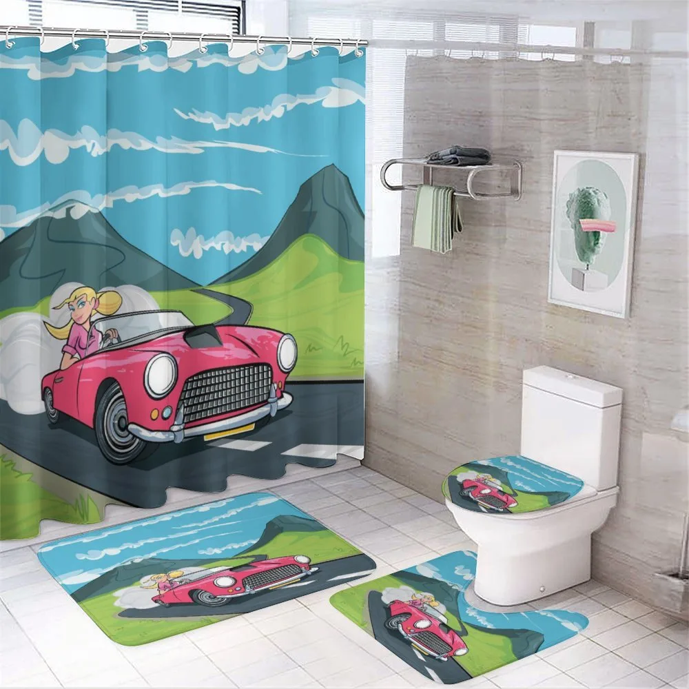 Blonde Girl Drives on Road — Your design