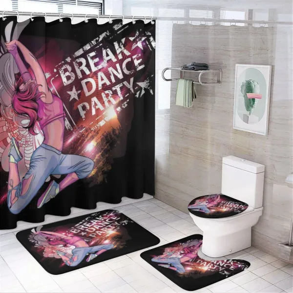 Break Dance Party Theme on a shower curtain