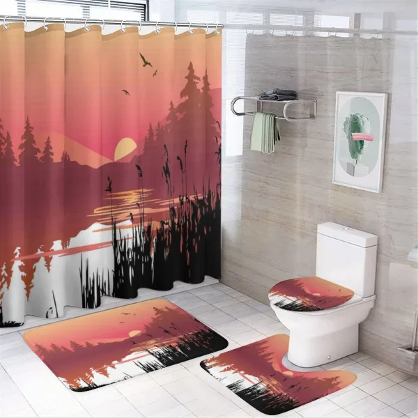 Calm Sunset River on a shower curtain