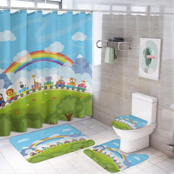 Cartoon Railway Train on a shower curtain