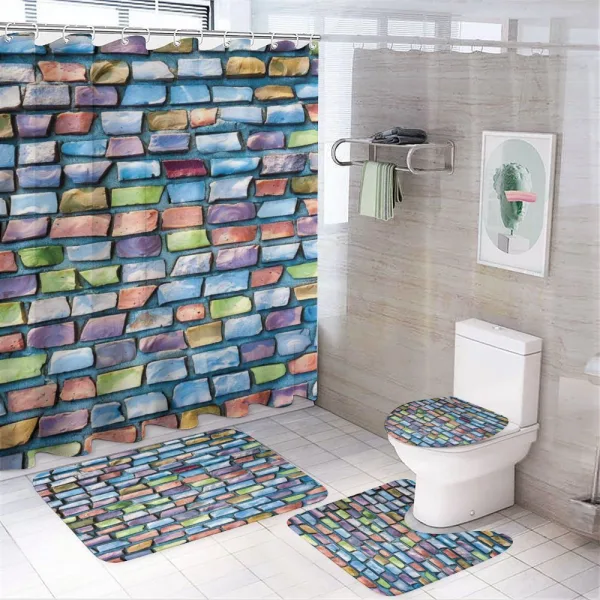 Colored Mosaic Walls on a shower curtain