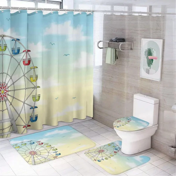 Colorful Cars Sky on a shower curtain