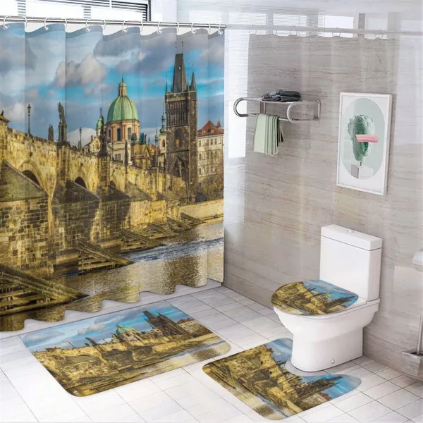 Czech Antique Castle on a shower curtain
