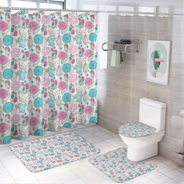 Doodle Dotted Backdrop on a shower curtain