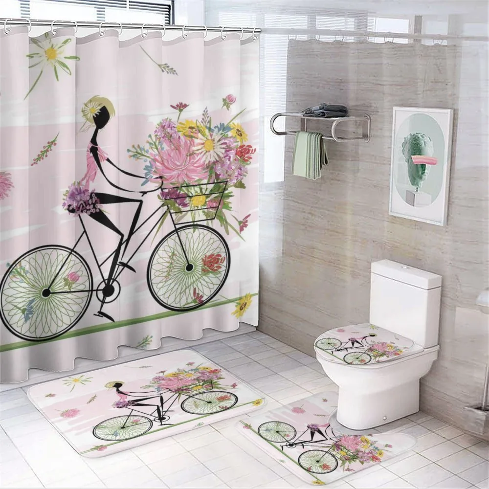 Girl Riding Bike Flowers — Your design