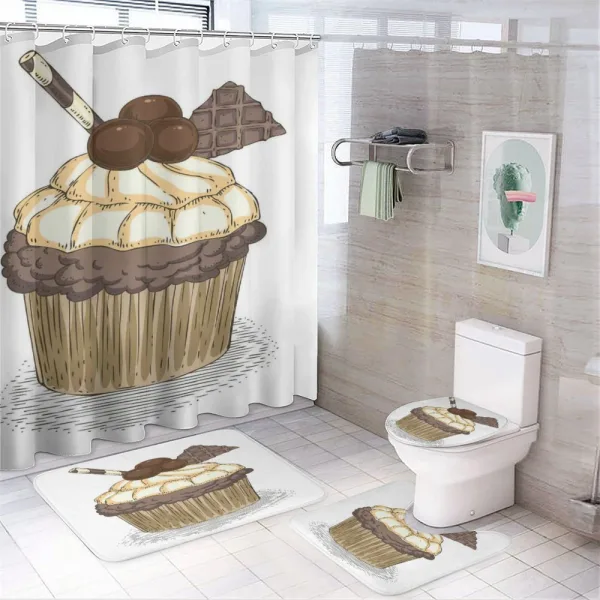 Hand Drawn Chocolate Cake on a shower curtain