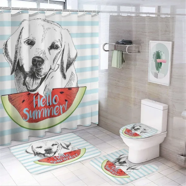 Hello Summer Words Sketch on a shower curtain