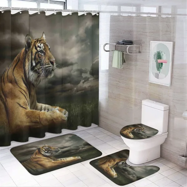 Jungle African Cat Clouds on a shower curtain