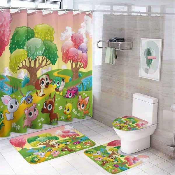 Kids Cartoon Animals on a shower curtain