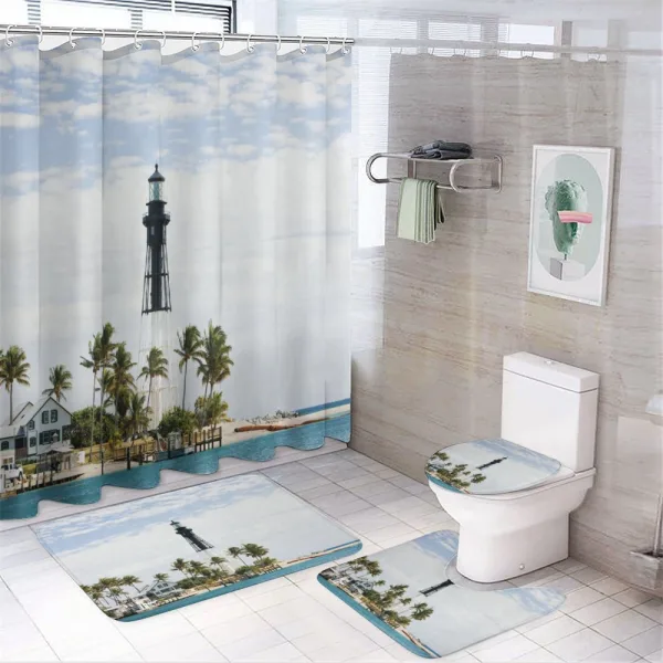 Lighthouse Palms on a shower curtain