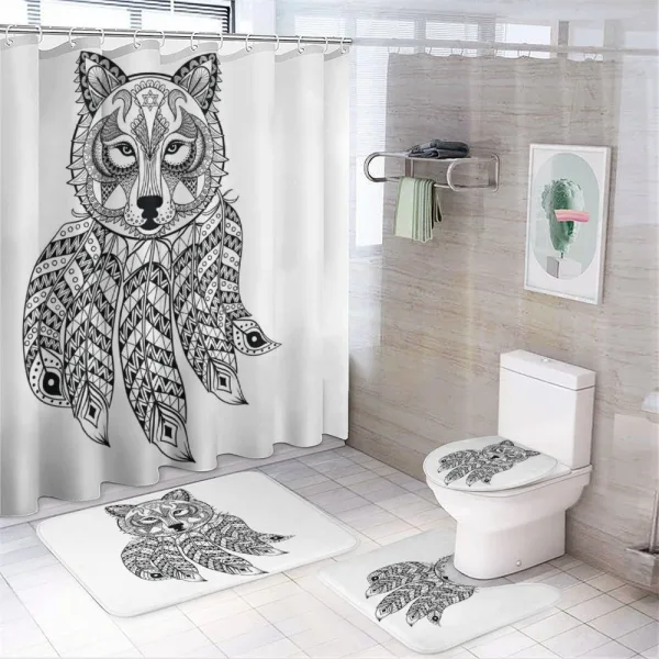 Native America Wolf Head on a shower curtain