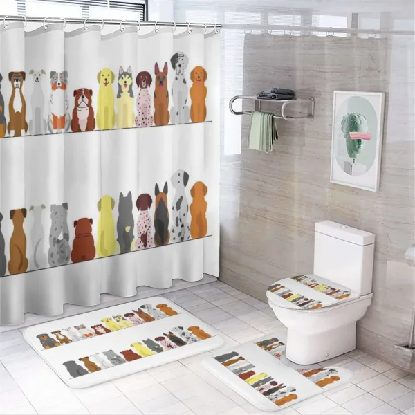 Simplistic Dog Animal on a shower curtain