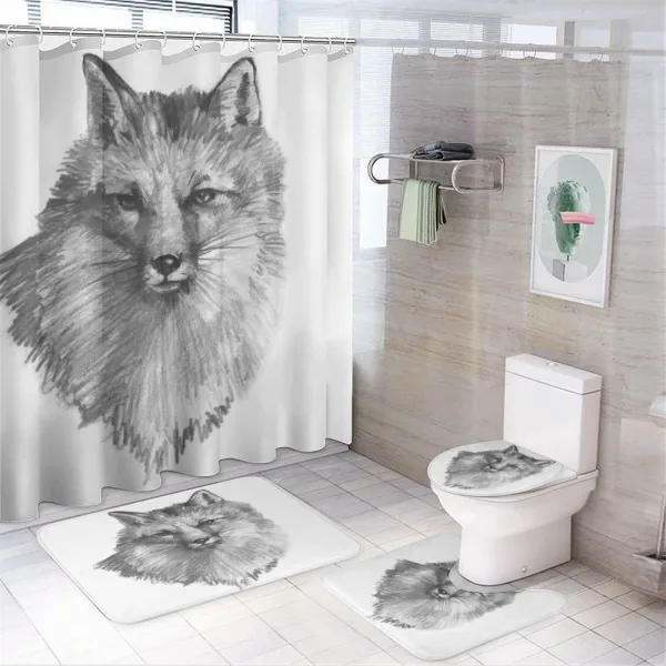 Sketchy Portrait Predator on a shower curtain