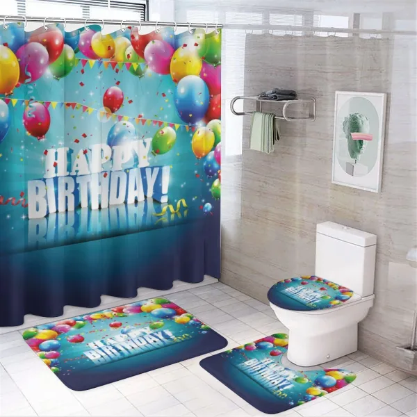 Surprise Party 3D Text on a shower curtain