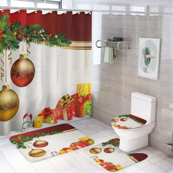 Yule Eve Balls Baubles on a shower curtain