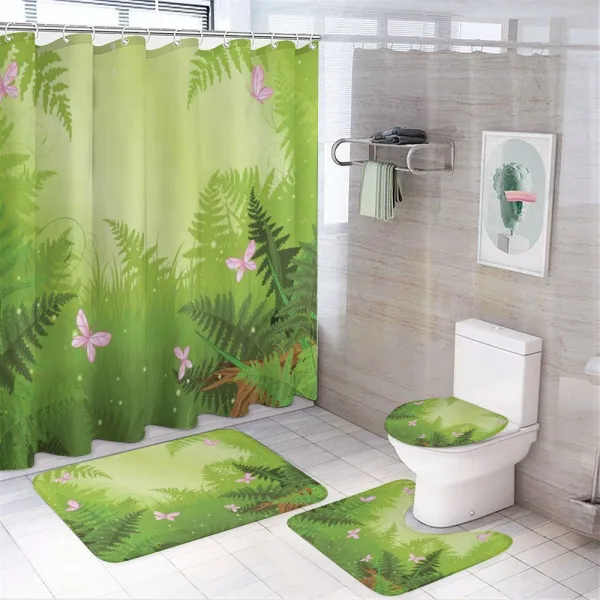 Cartoon Woodland Pattern on a shower curtain