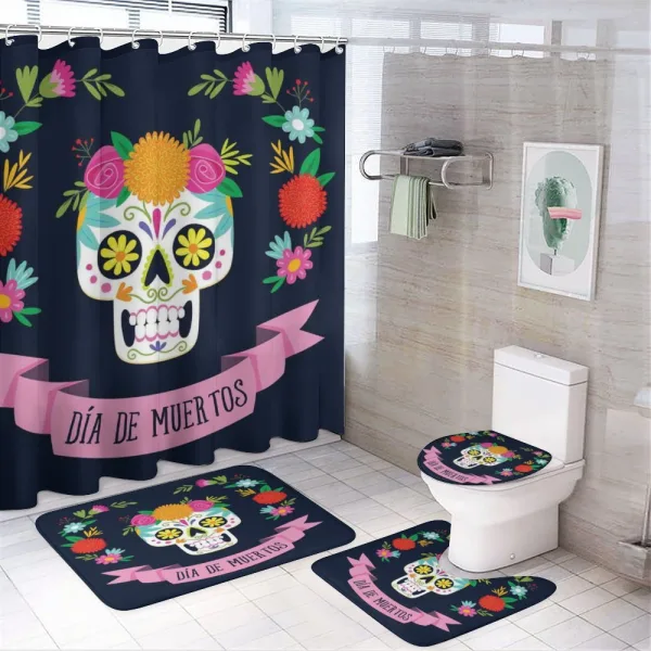 Colorful Wreath on a shower curtain