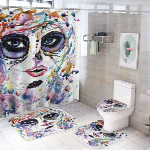 Creepy Makeup Girl on a shower curtain