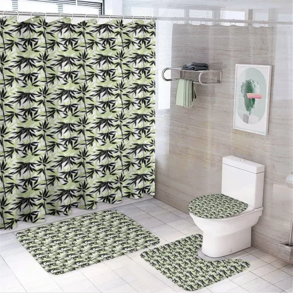 Eastern Bamboo Leaf Pattern on a shower curtain
