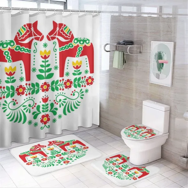 Flora Dala Horse on a shower curtain