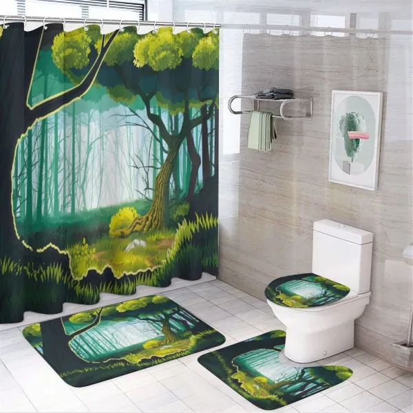 Forest View Outdoor Scene on a shower curtain