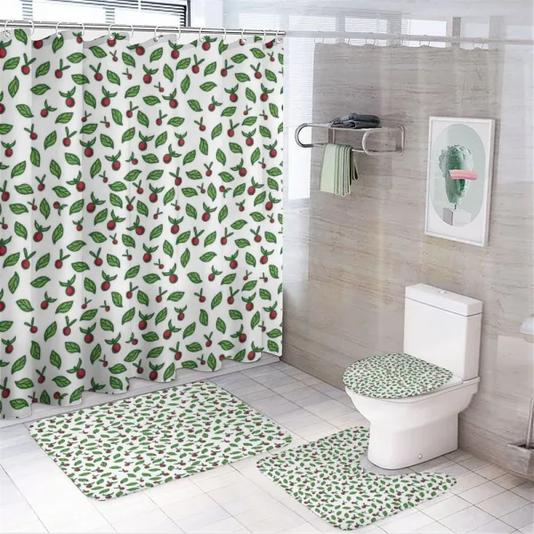 Leaves with Berry Fruits on a shower curtain