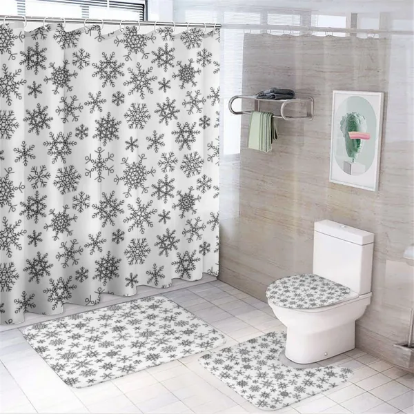 Line Winter Motifs on a shower curtain