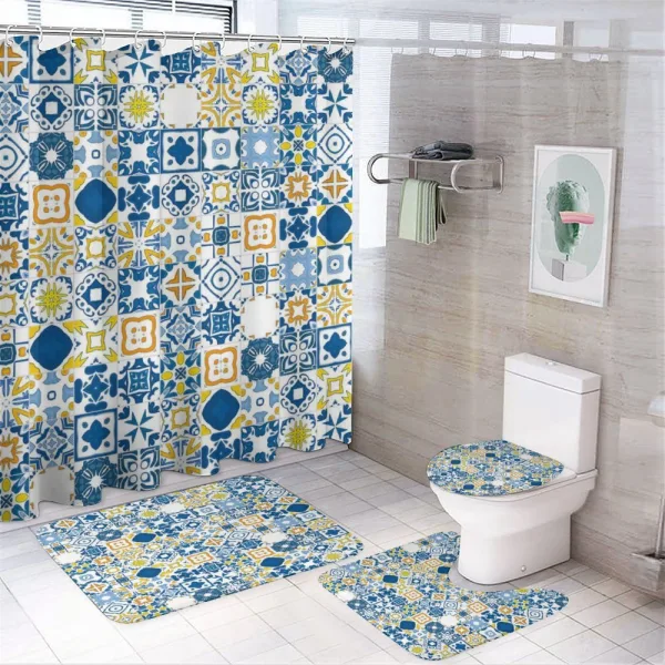 Mosaic Azulejo on a shower curtain