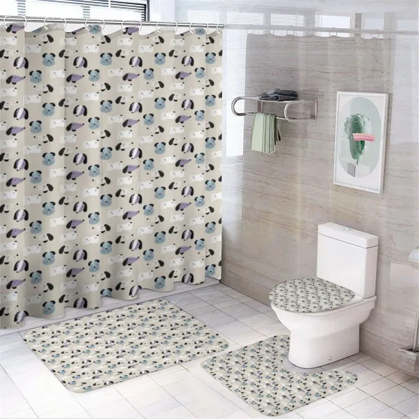 Nursery Cartoon Puppy Faces on a shower curtain