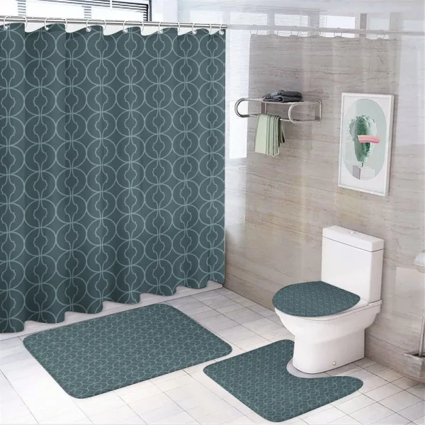 Orient Circles Corners on a shower curtain