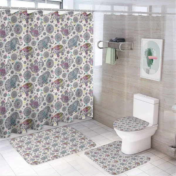 Oriental Folk Design on a shower curtain