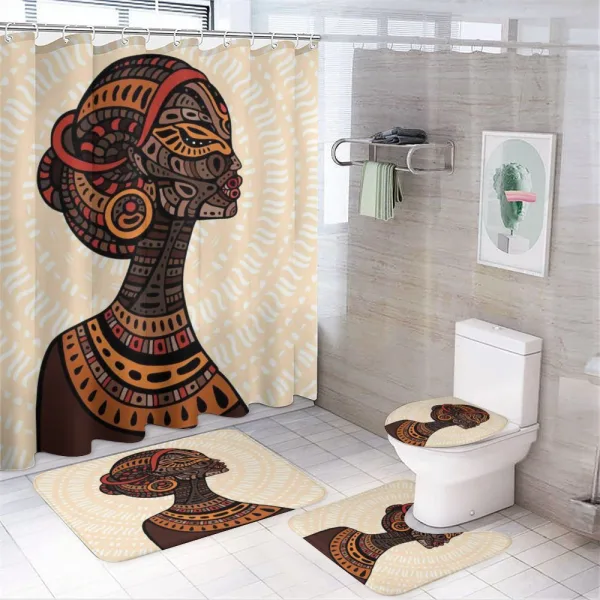 Portrait Folk Art on a shower curtain