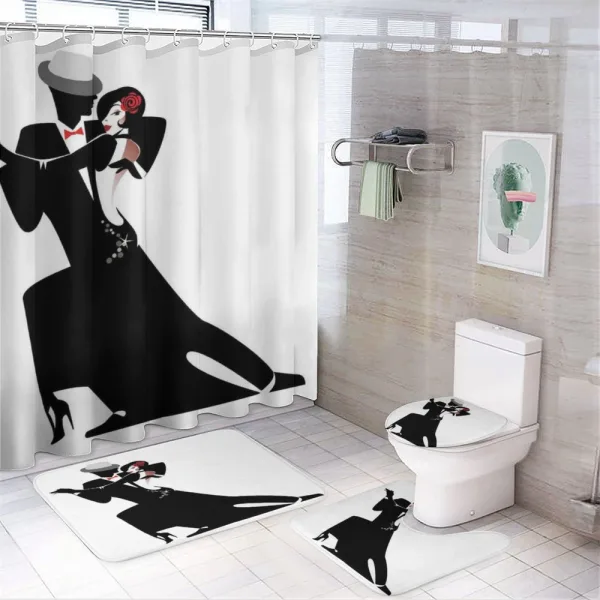 Romantic Dance Partners on a shower curtain