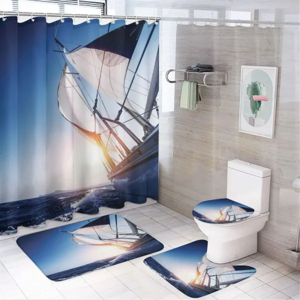 Sail Boat Adventure Sea on a shower curtain