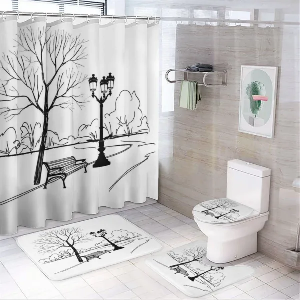 Serenity in Fall Park on a shower curtain