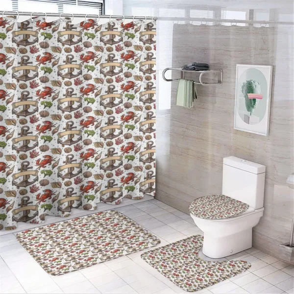 Vintage Aquatic Theme on a shower curtain