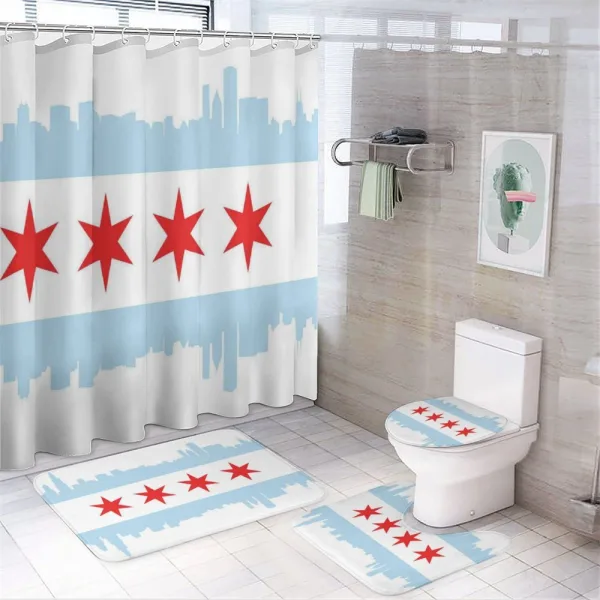 Buildings Flag on a shower curtain