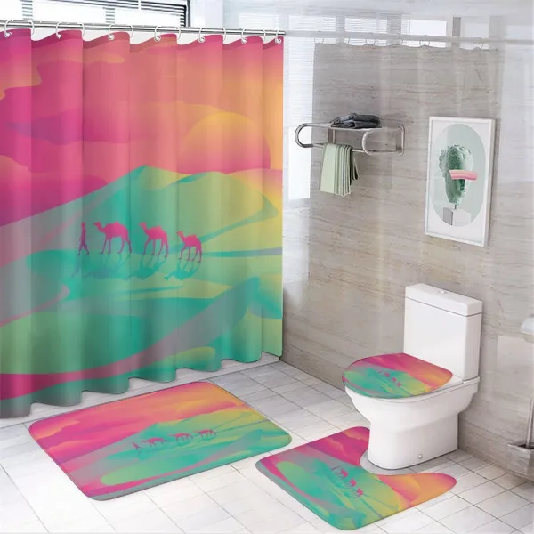 Camel Caravan Man and Sunset on a shower curtain