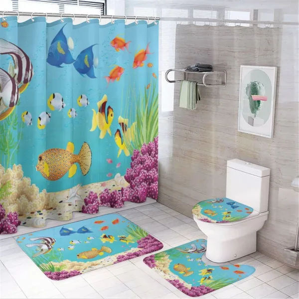 Cartoon Underwater Theme on a shower curtain