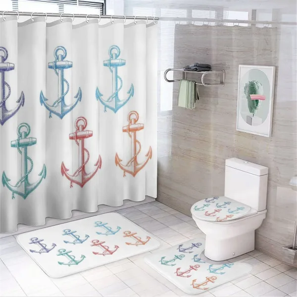 Colorful Anchor Marine on a shower curtain