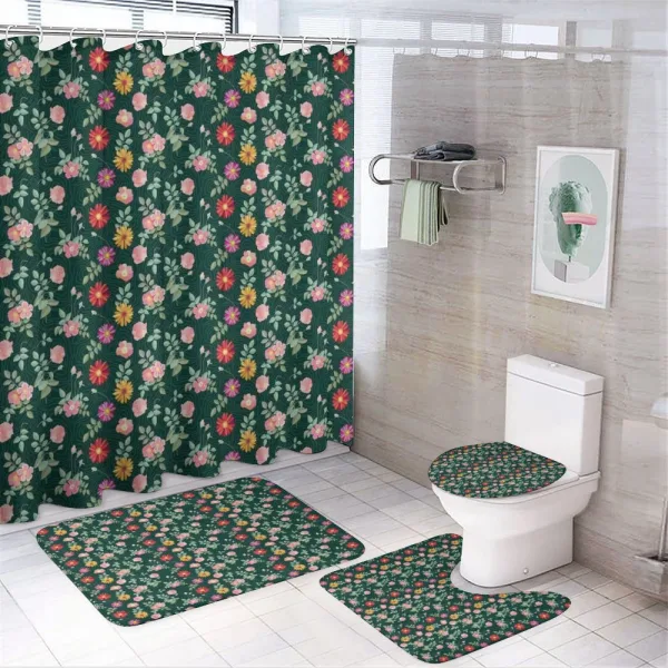 Colorful Flower and Buds on a shower curtain